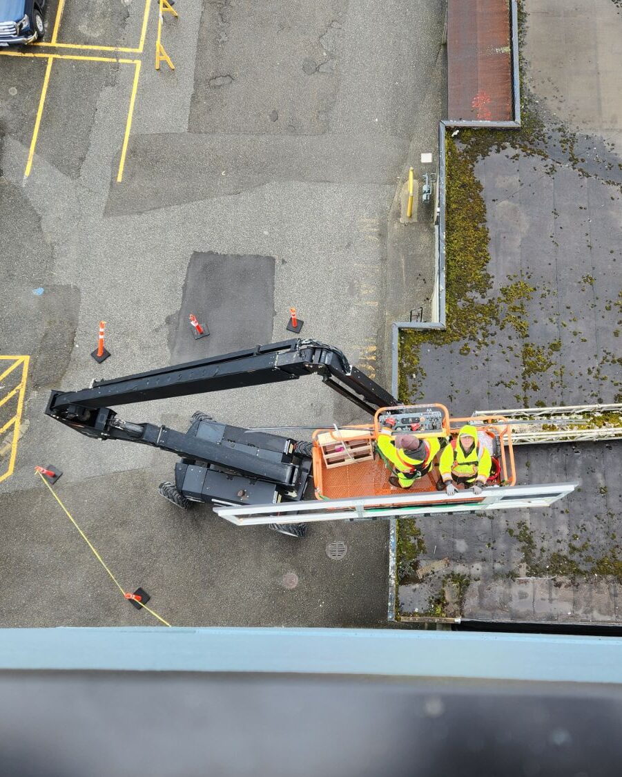 Our technicians have their aerial lift and fall arrest training, so we can safety replace your elevated windows.