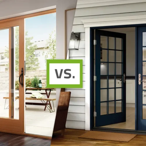 Comparison of French doors and sliding patio doors, showing visual differences in design and operation.