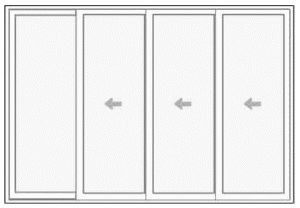 Drawing of a double sliding patio door
