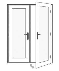 Drawing of French door with an in-swing