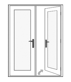 Drawing of a French door with an out-swing
