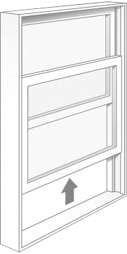 Drawing of a sing hung window by Milgard, available from Adera Windows