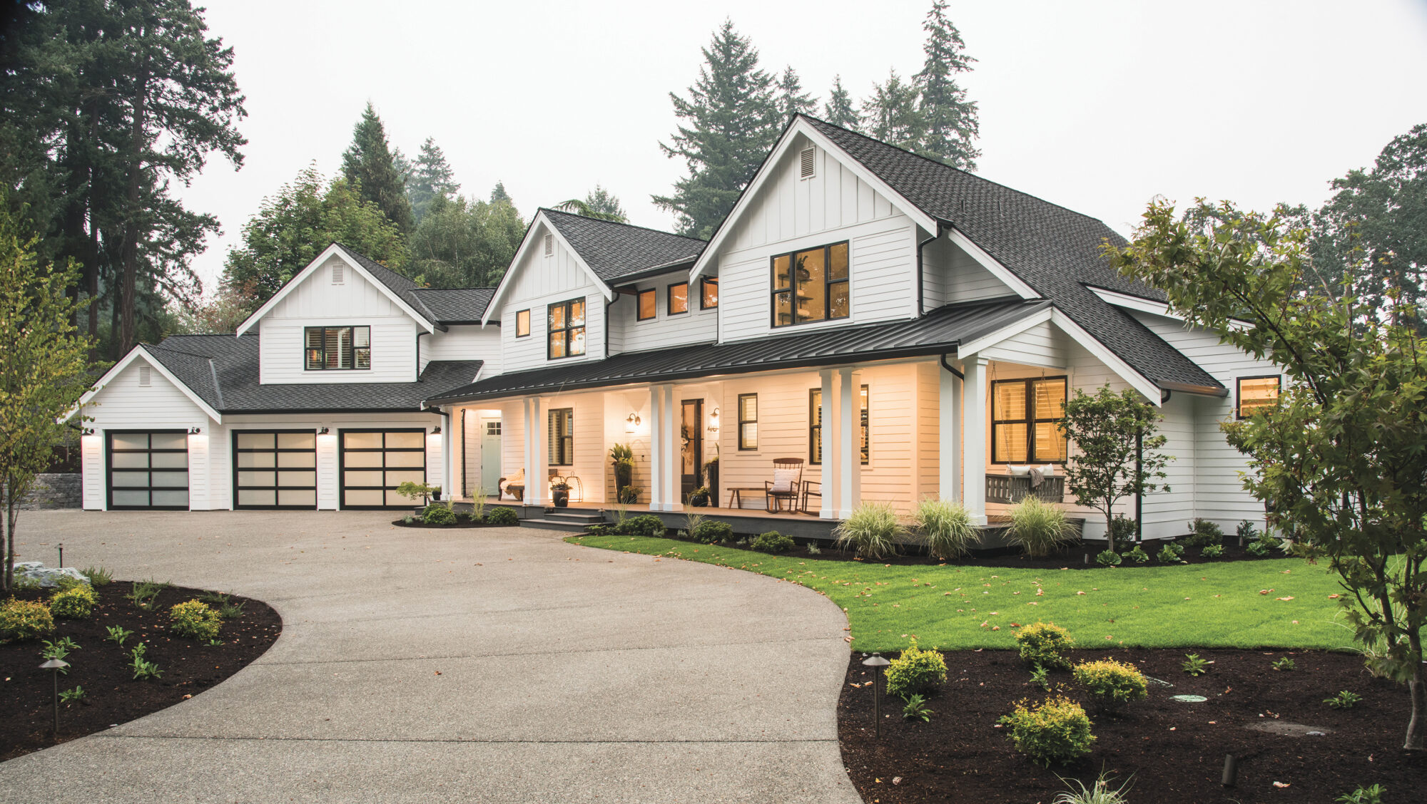 Beautiful new home exterior showcasing modern windows and doors, similar to projects built by Adera