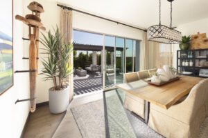 The massive multi-slide doors create uninterrupted views in every room in the house and brings natural light into the space.